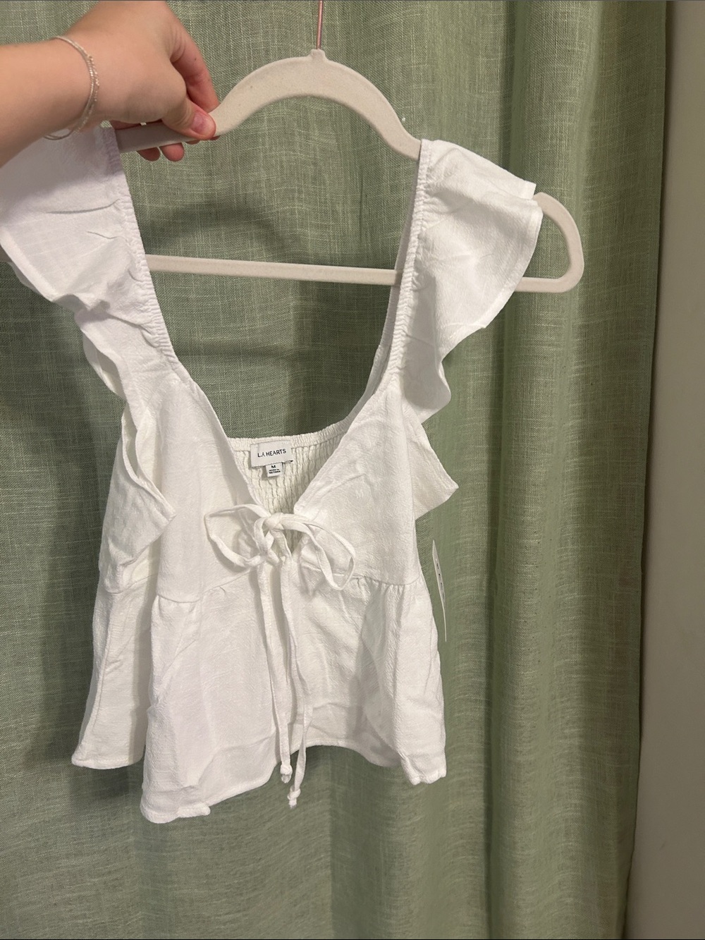 White Ruffle Tie-Front Top